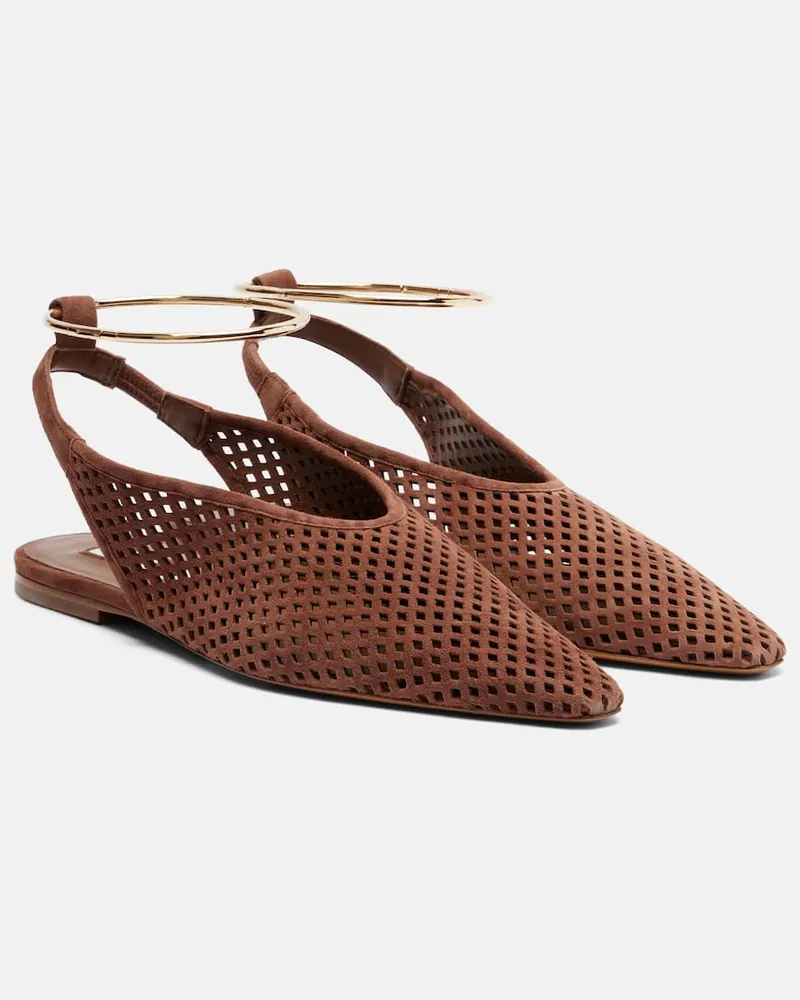 Jil Sander Slingback-Ballerinas aus Veloursleder Braun