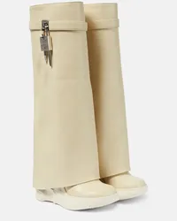 Givenchy Stiefel Shark Lock Biker aus Leder Beige