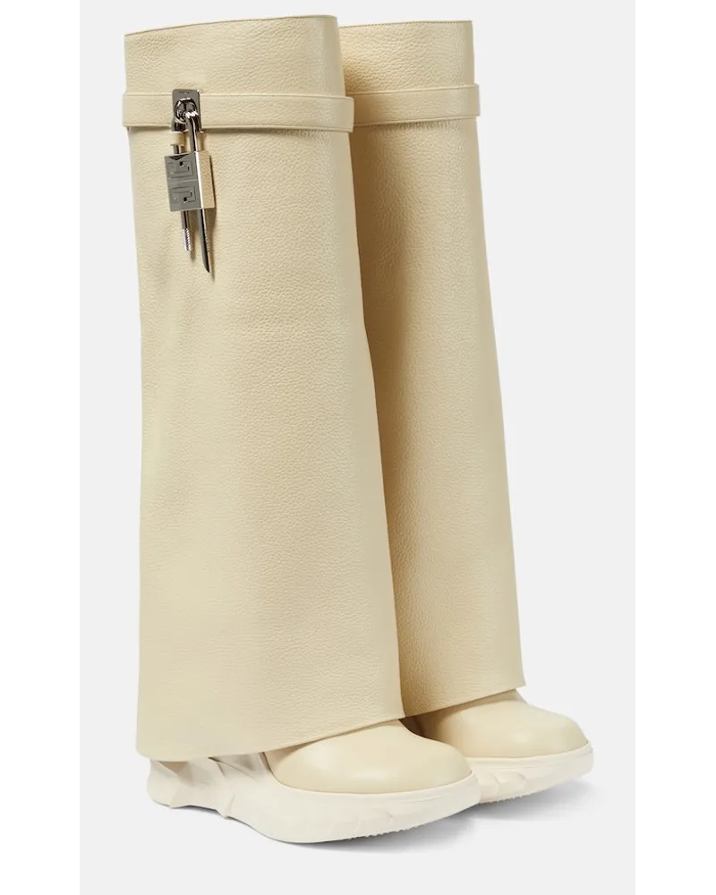 Givenchy Stiefel Shark Lock Biker aus Leder Beige