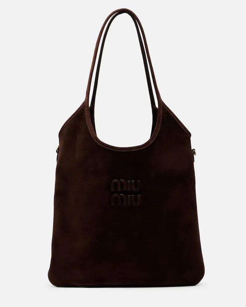 Miu Miu Schultertasche Ivy aus Veloursleder Braun