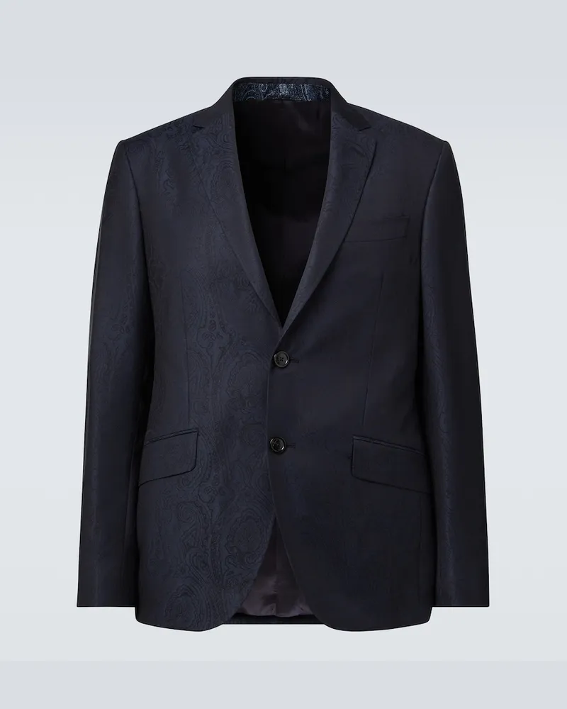 Etro Blazer aus Woll-Jacquard Blau