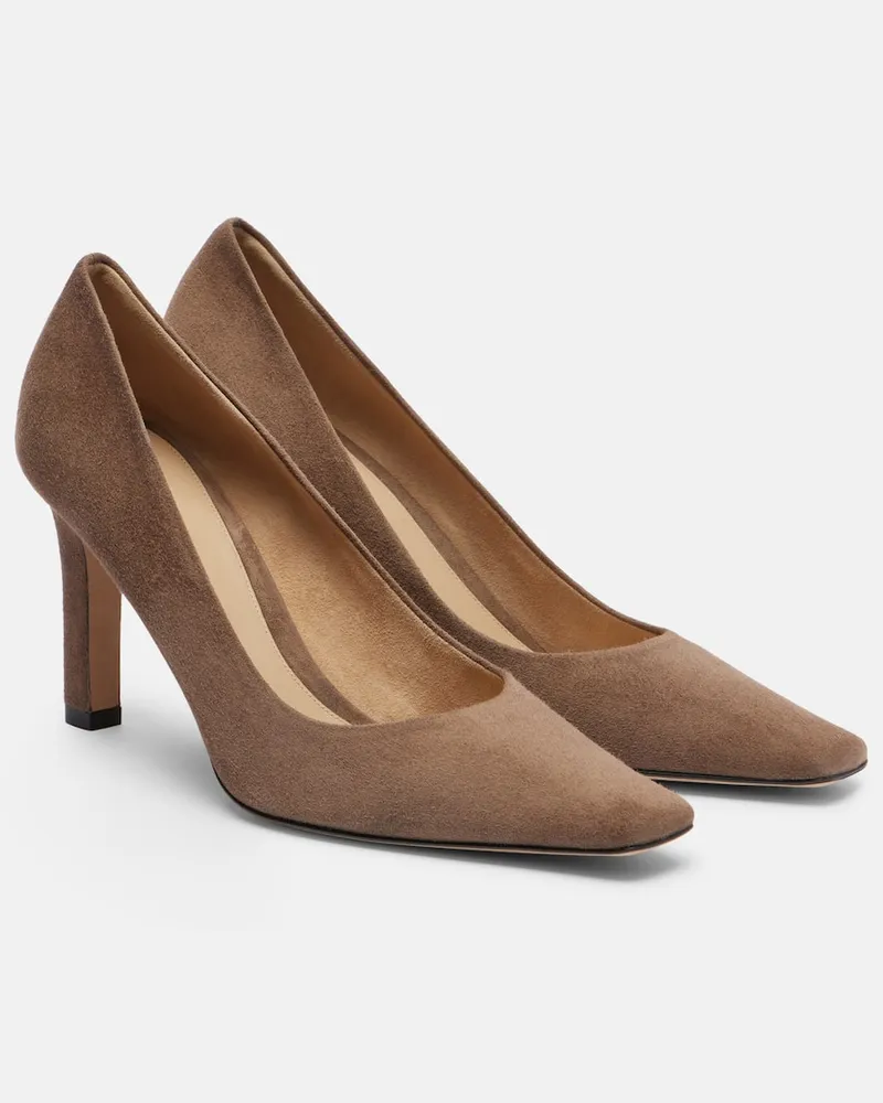 The Row Pumps Carla 80 aus Veloursleder Grau