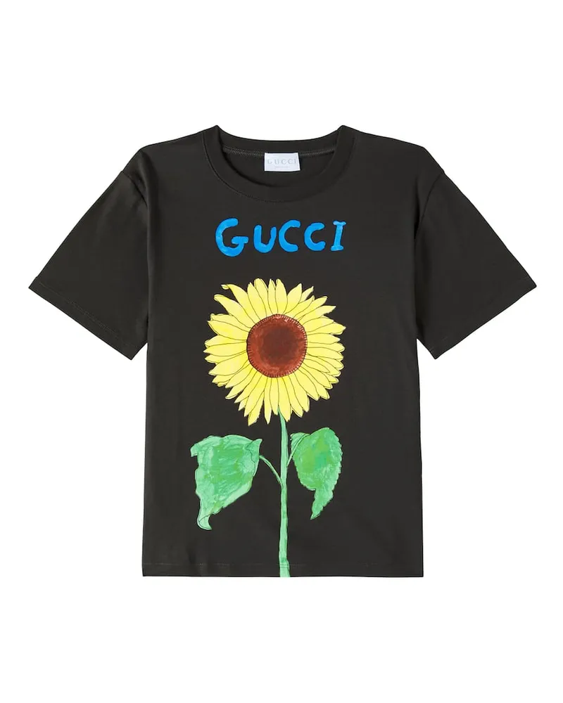 Gucci X Naon Jeong T-Shirt aus Baumwoll-Jersey Grau