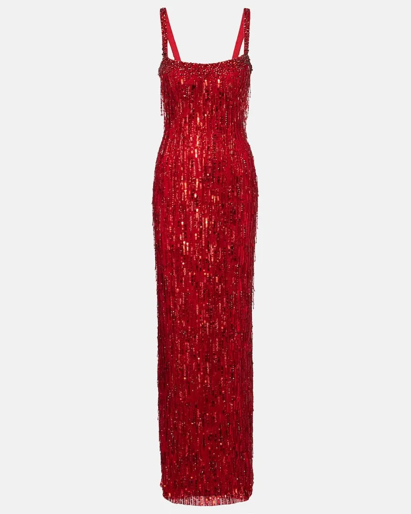 Jenny Packham Robe Fleur mit Pailletten Rot