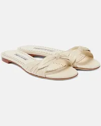 Manolo Blahnik Pantoletten Lolloflat aus Leder Weiss