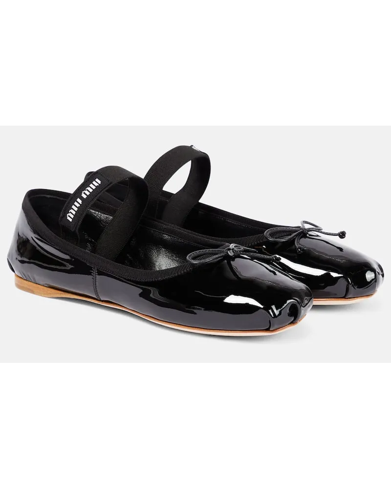 Miu Miu Ballerinas aus Lackleder Schwarz