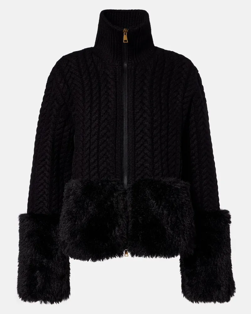 Moncler Cardigan aus einem Wollgemisch Schwarz