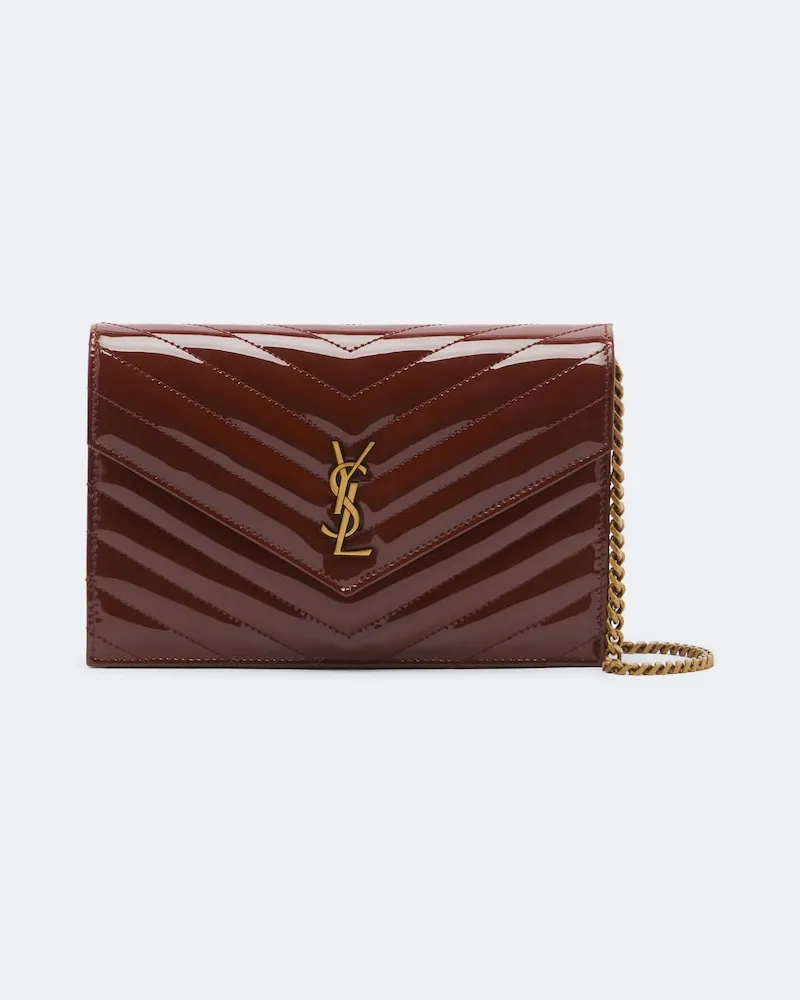 Saint Laurent Portemonnaie mit Kettenriemen Cassandre Braun