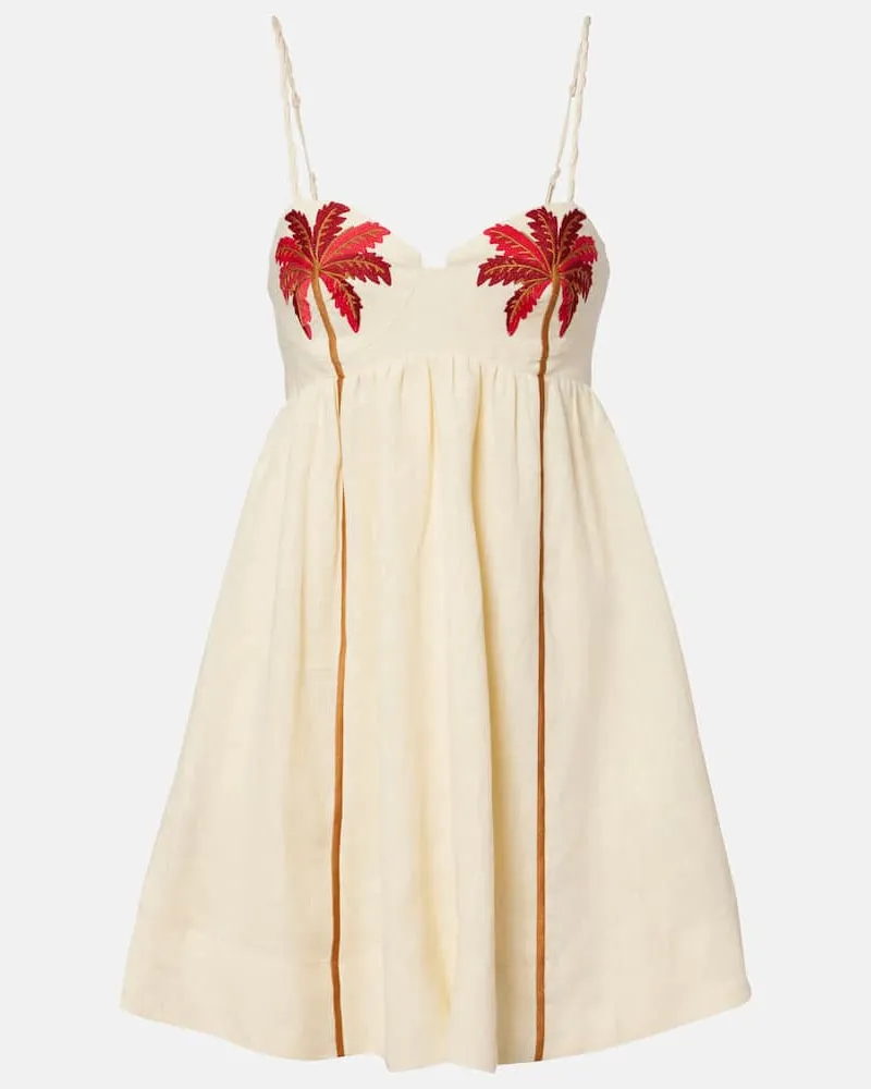 FARM Rio Minikleid Cocoon Tree aus Leinen Beige