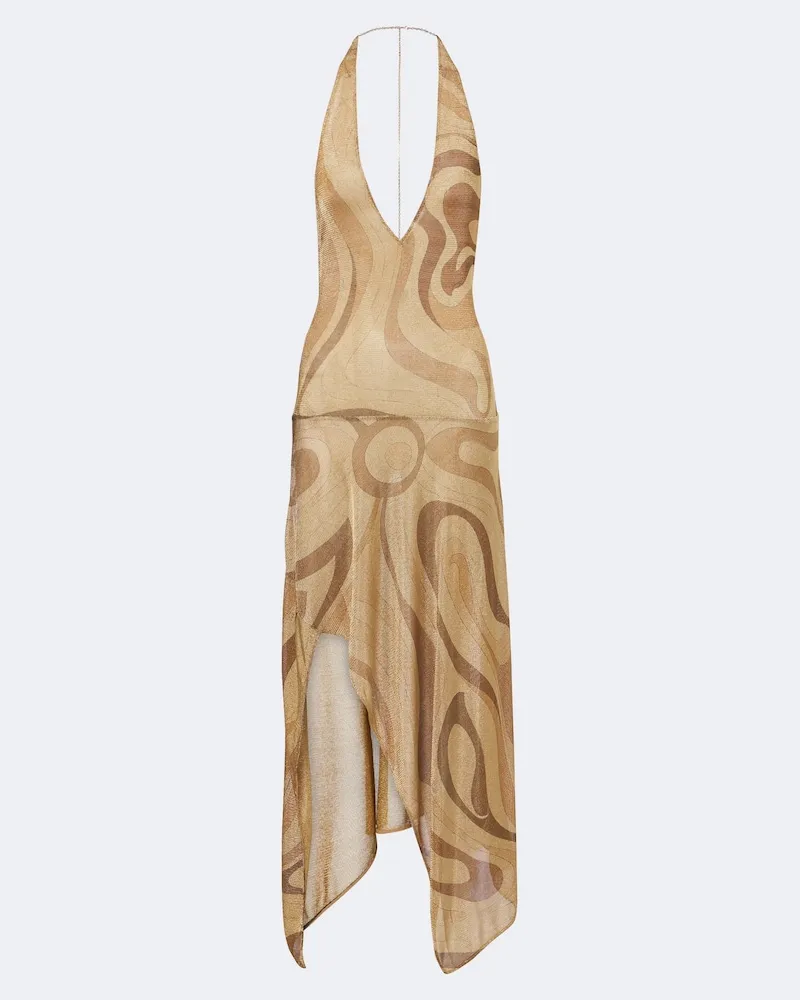 Emilio Pucci Midikleid Marmo aus Voile aus Lurex Gold