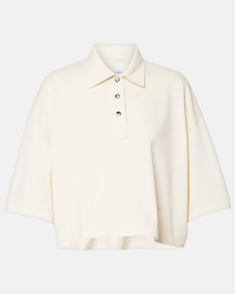 Bottega Veneta Cropped-Polohemd aus Baumwolle Weiß