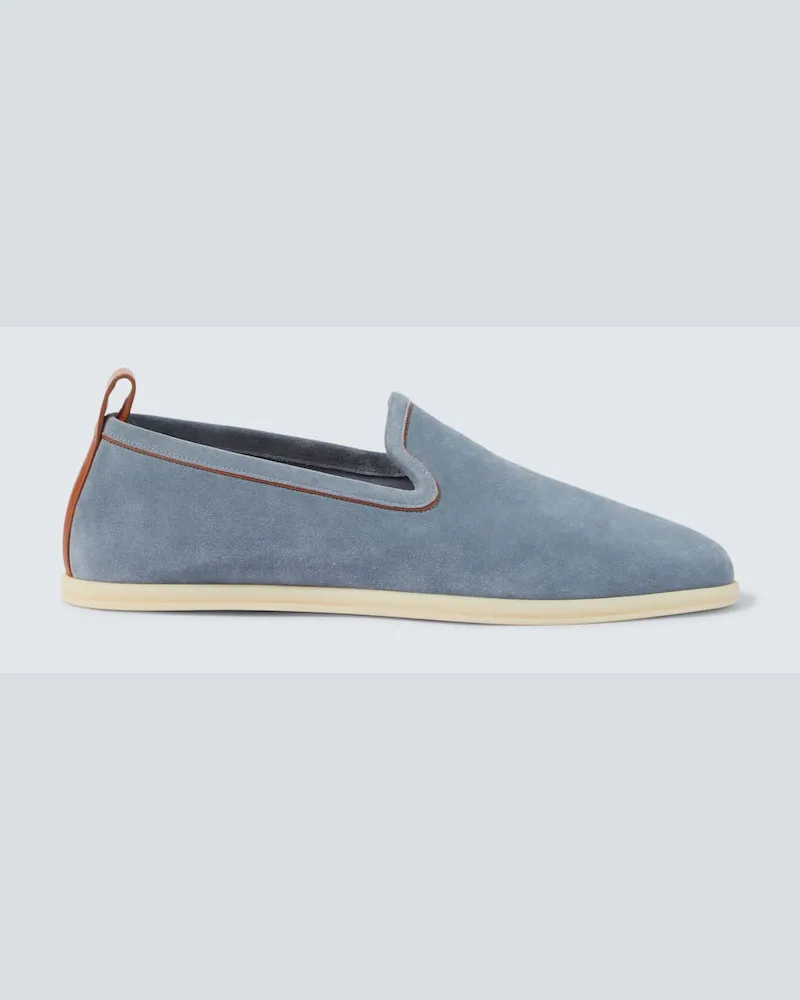 Loro Piana Slip-Ons Venice Walk aus Veloursleder Blau