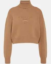 Prada Cropped-Rollkragenpullover aus Wolle und Kaschmir Braun