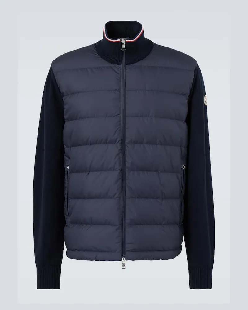 Moncler Daunenjacke mit Strick Blau