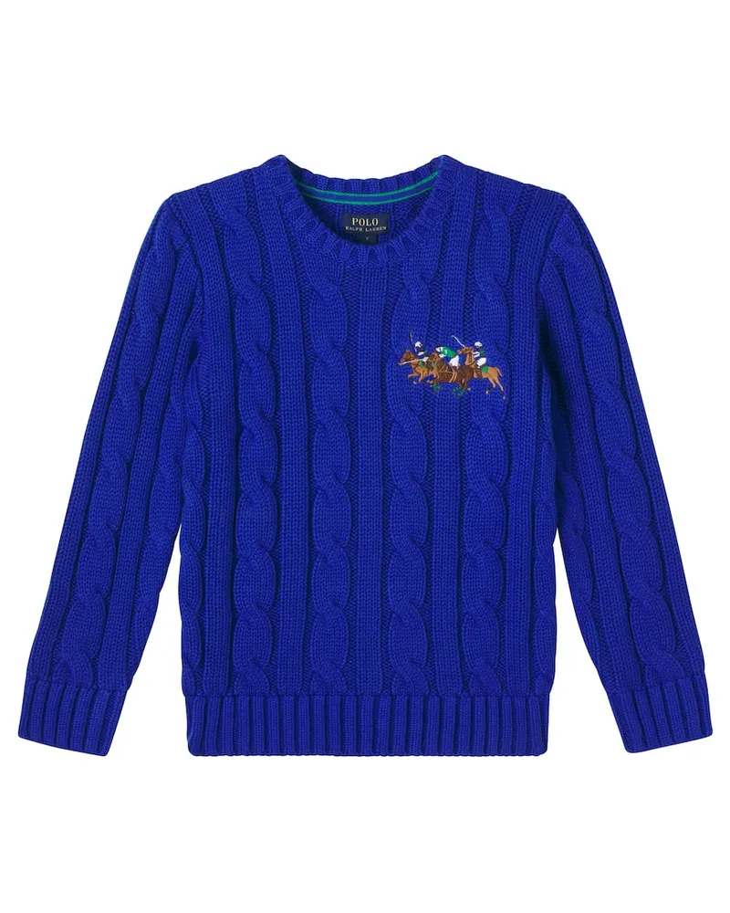 Ralph Lauren Bestickter Pullover aus Baumwolle Blau