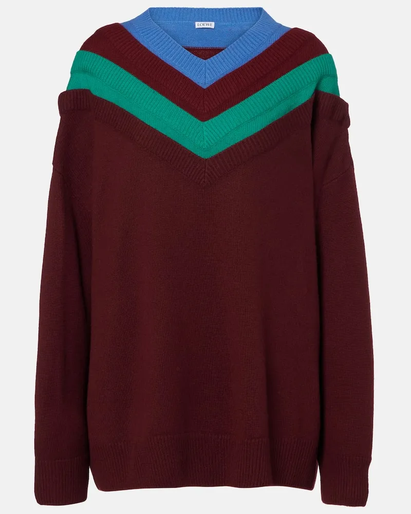 Loewe Pullover aus Wolle Burgunderrot
