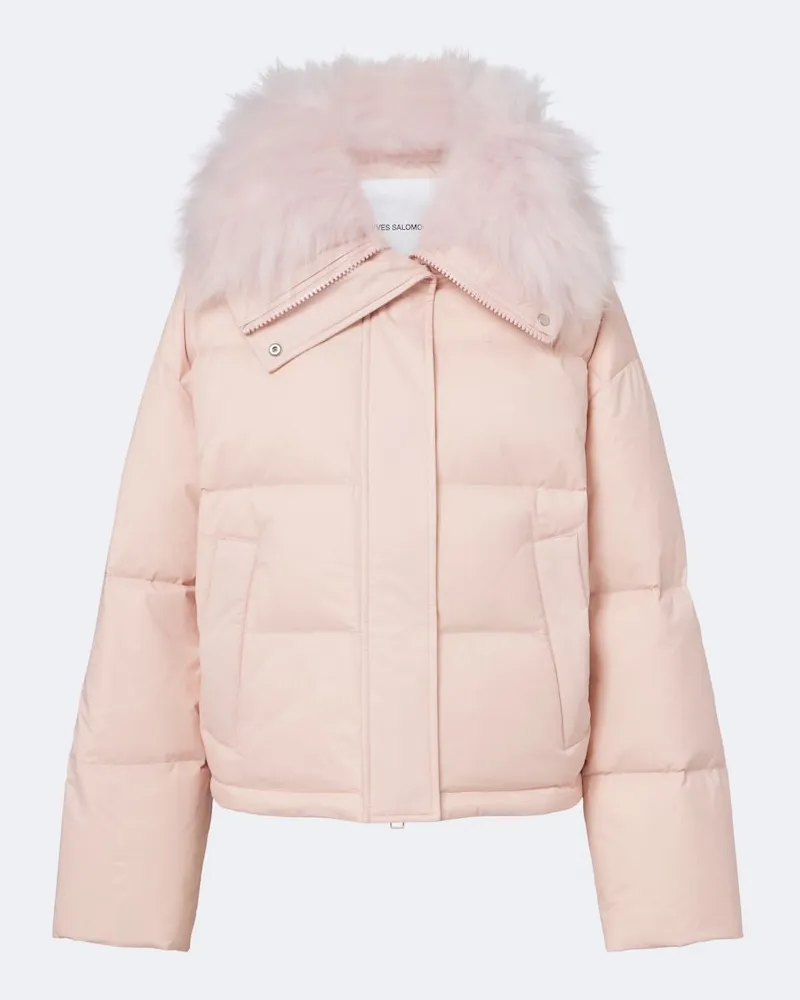 Yves Salomon Daunenjacke Doudoune mit Shearling Rosa