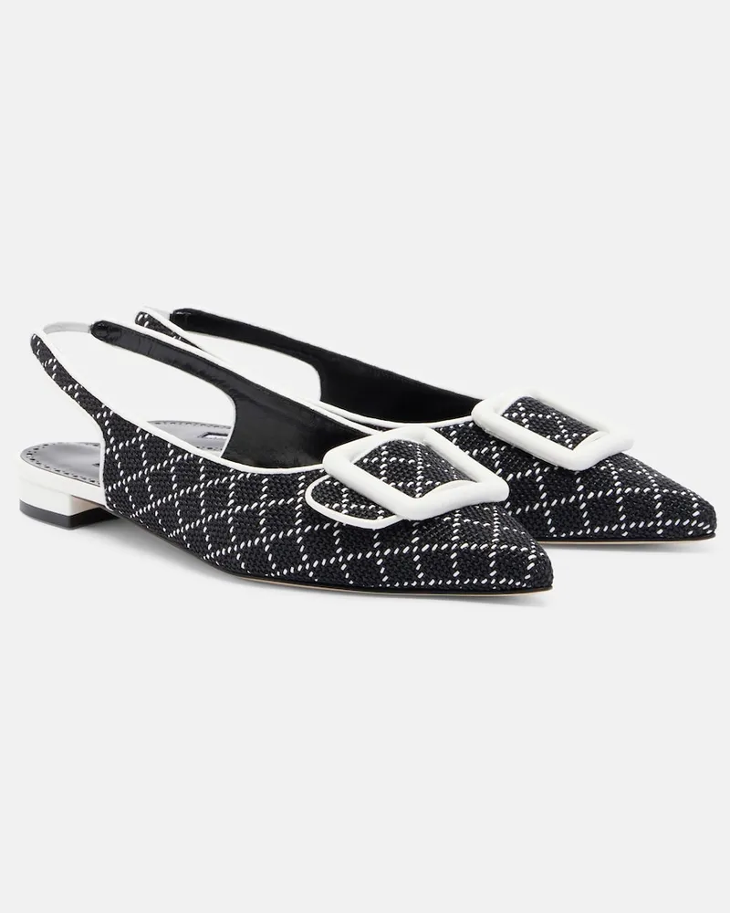 Manolo Blahnik Slingback-Ballerinas Maylura aus Raffiabast Schwarz