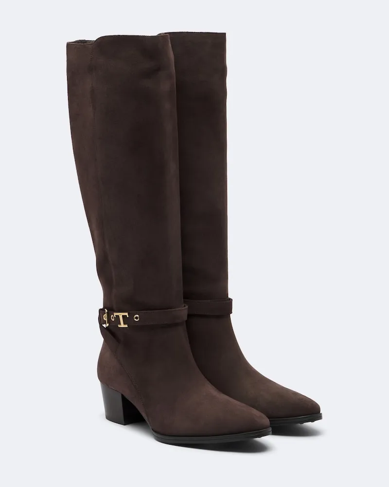 TOD'S Stiefel T Timeless aus Veloursleder Braun