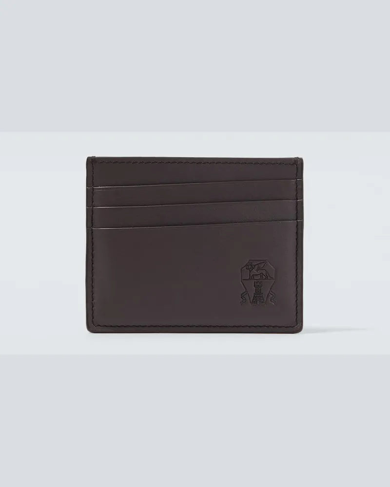 Brunello Cucinelli Kartenetui aus Leder Braun