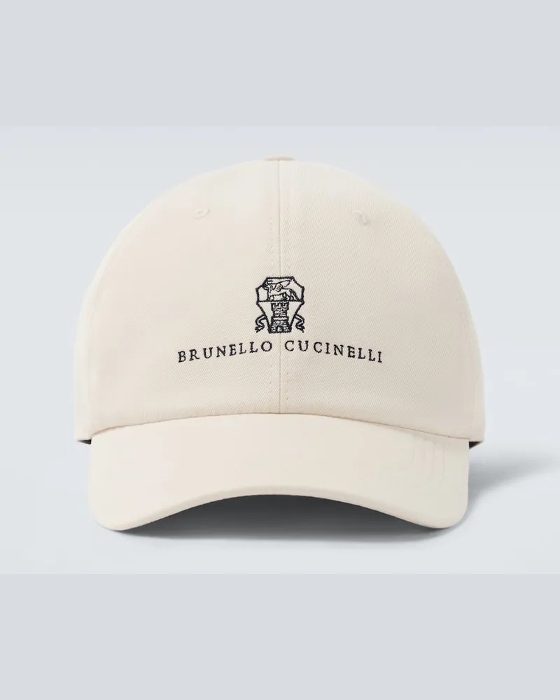 Brunello Cucinelli Baseballcap aus Baumwoll-Gabardine Weiß