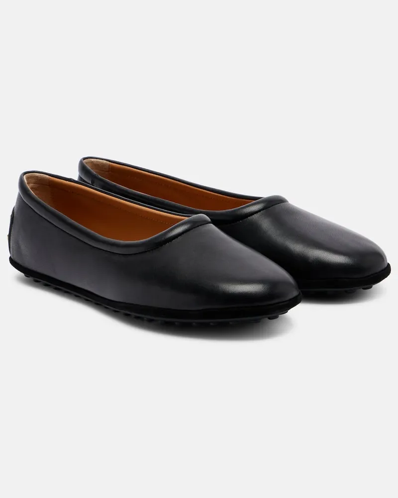 TOD'S Verzierte Ballerinas aus Leder Schwarz