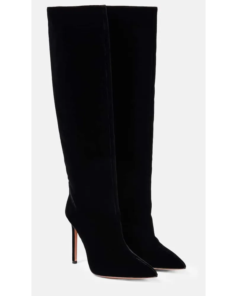 Aquazzura Stiefel So Matignon 105 aus Samt Schwarz