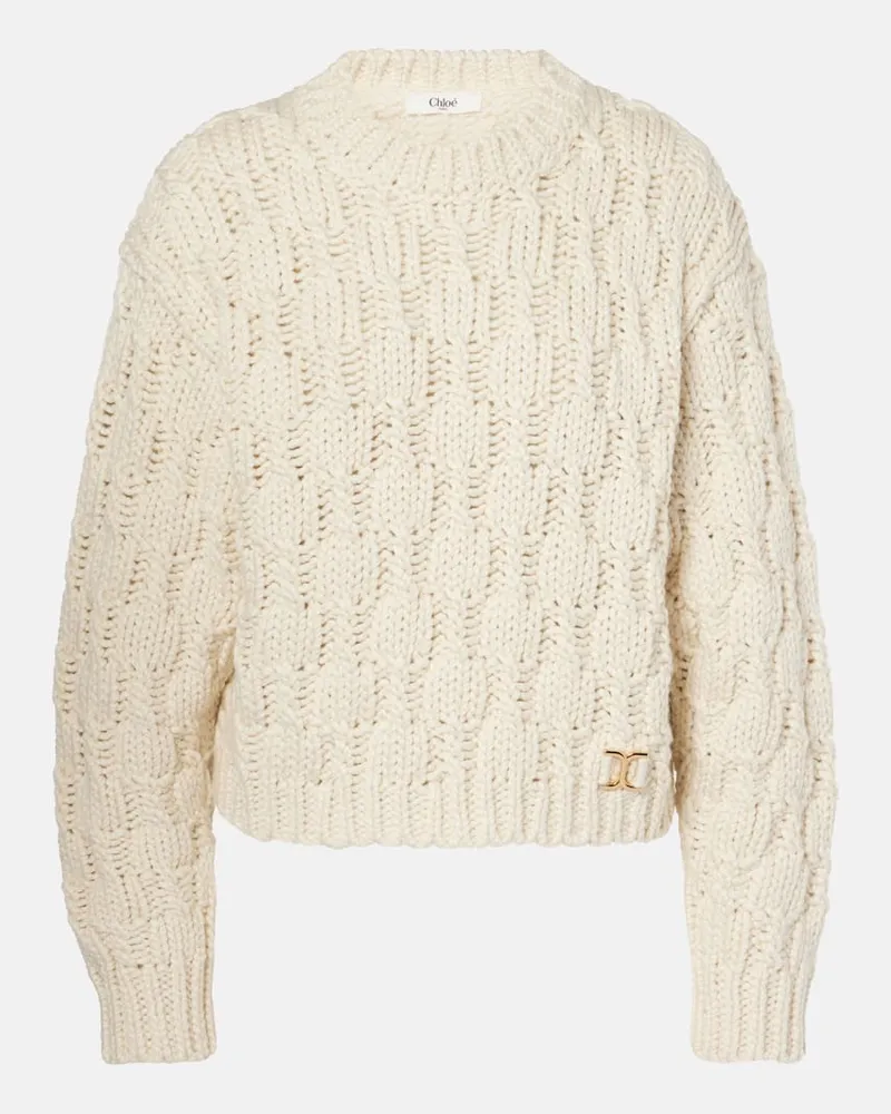 Chloé Chloé Pullover aus Wolle, Seide und Kaschmir Weiß