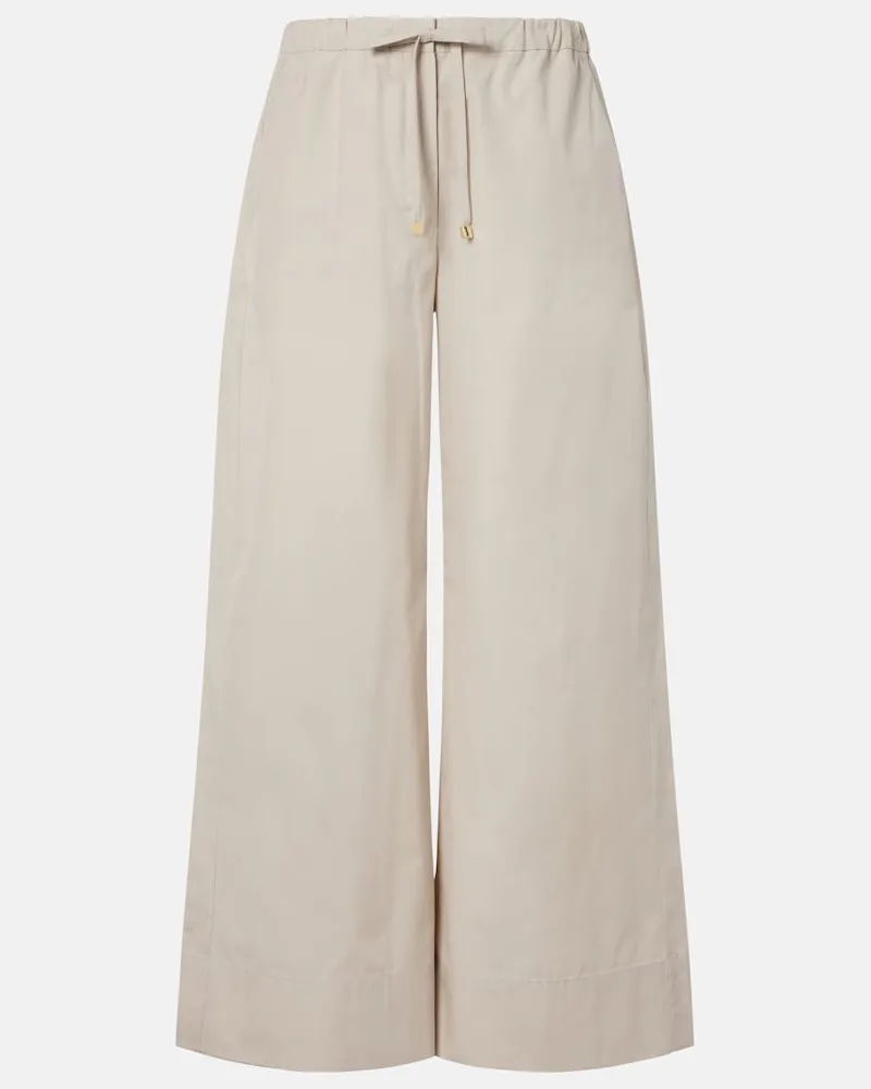 Max Mara Weite Hose aus Baumwollpopeline Beige