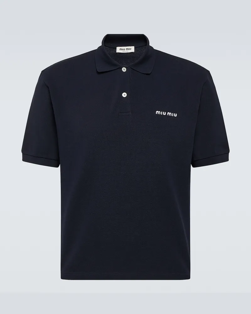 Miu Miu Polohemd aus Baumwoll-Piqué Blau