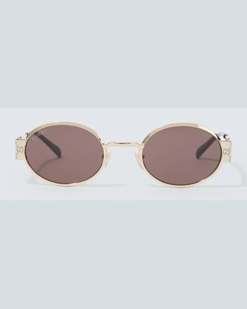 Gucci Ovale Sonnenbrille GG Gold
