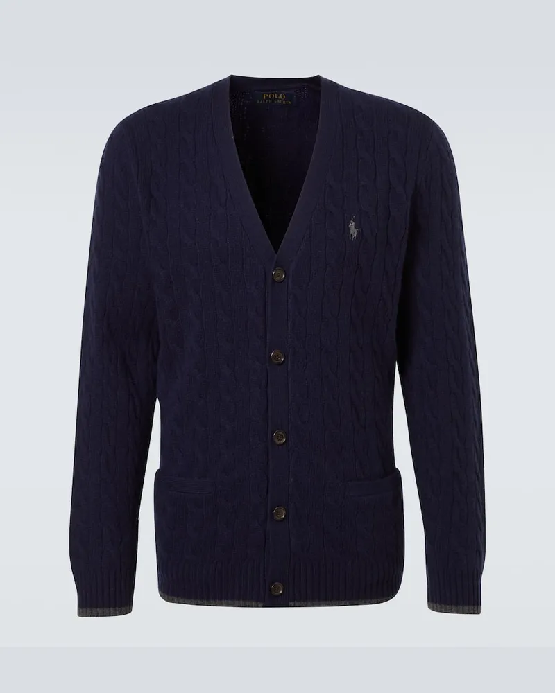 Ralph Lauren Cardigan Pony aus Wolle und Kaschmir Blau