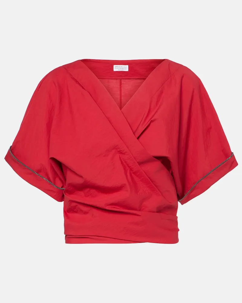 Brunello Cucinelli Bluse aus einem Baumwollgemisch Rot
