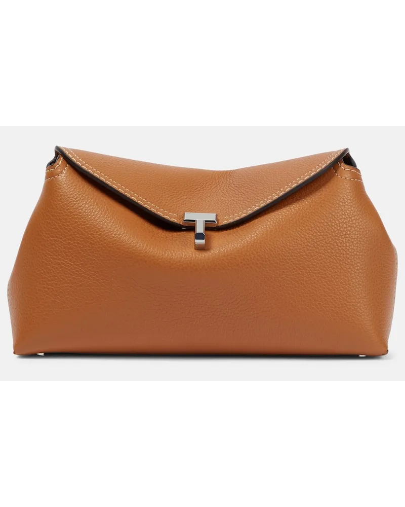 Totême Clutch T-Lock aus Leder Braun