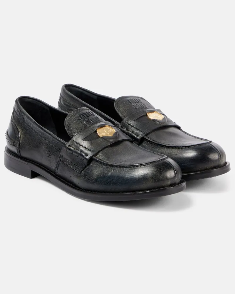 Miu Miu Loafers aus Leder Schwarz