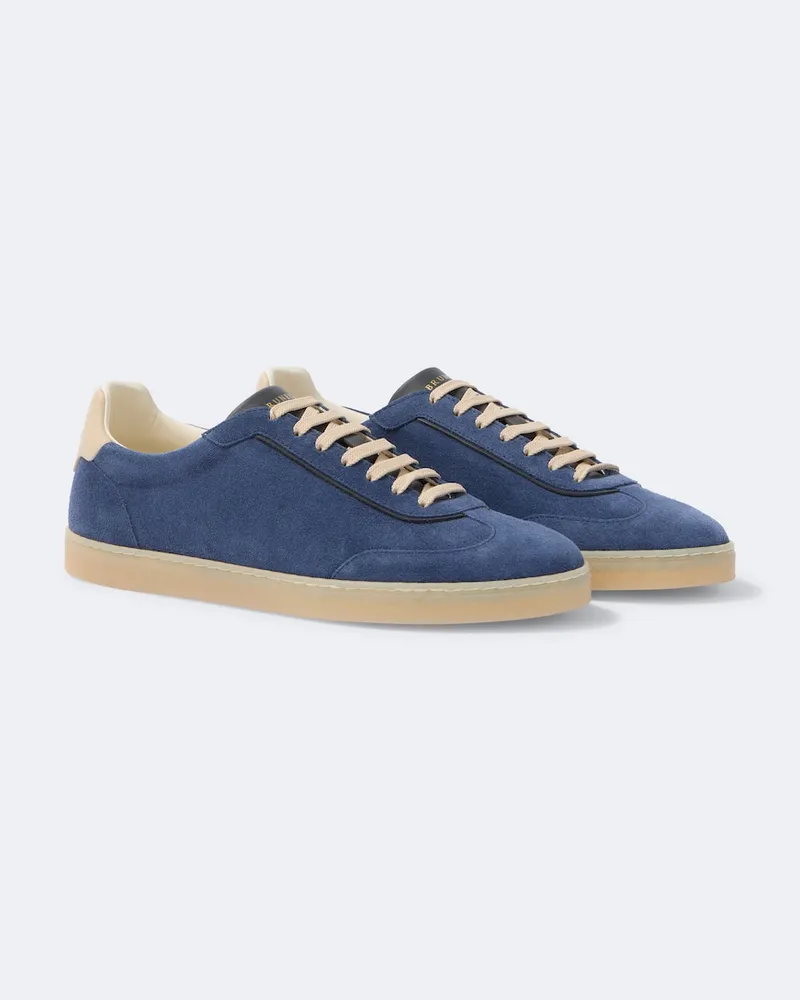 Brunello Cucinelli Sneakers aus Veloursleder mit Leder Blau