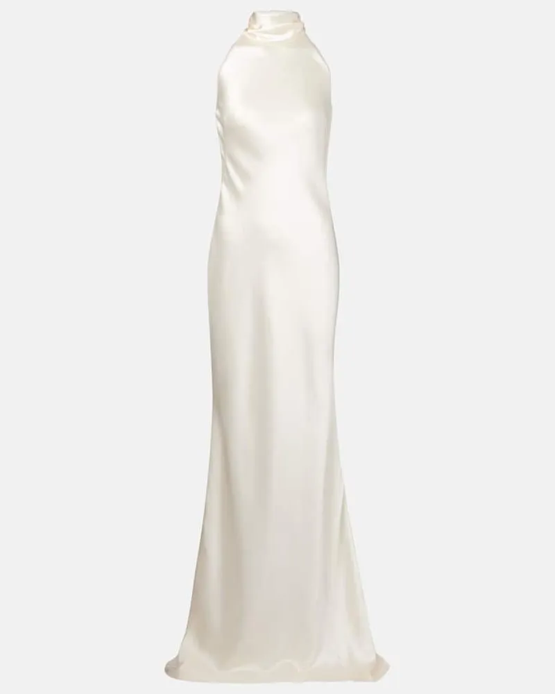 Ralph Lauren Bridal Robe Chilton aus Satin Weiã