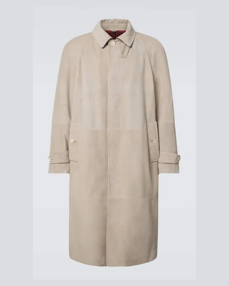 Brunello Cucinelli Mantel aus Veloursleder Beige