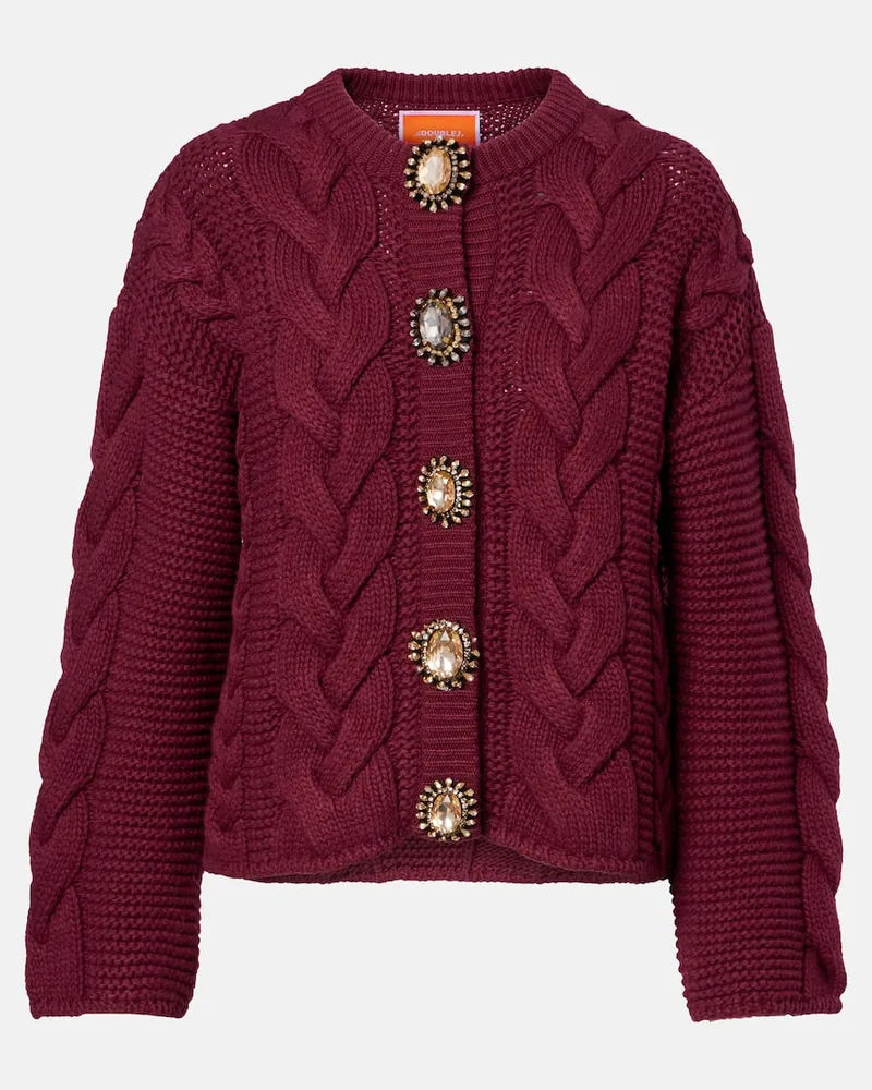 La DoubleJ Verzierter Cardigan Portrait Burgund