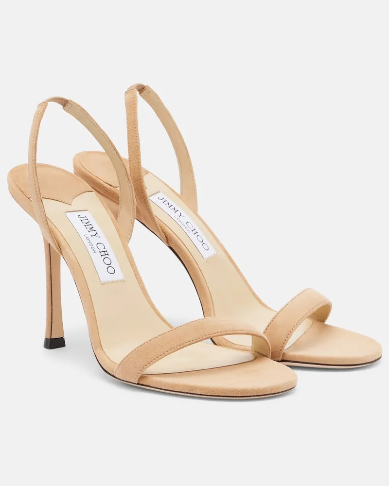 Jimmy Choo Slingback-Sandalen Jenn aus Veloursleder Beige