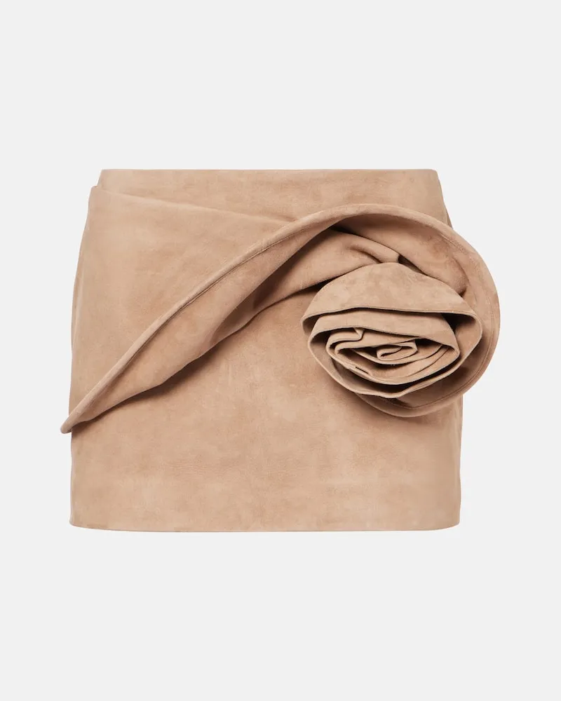 Magda Butrym Minirock aus Veloursleder Beige