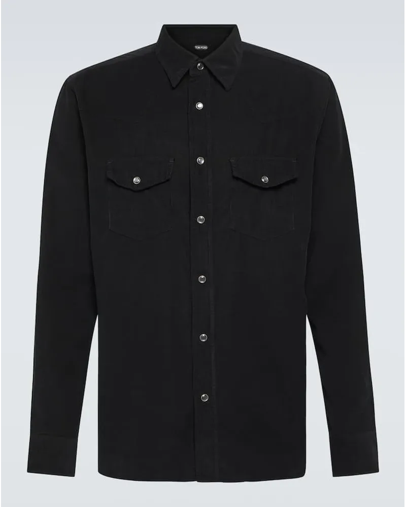 Tom Ford Hemd aus Baumwoll-Cord Schwarz