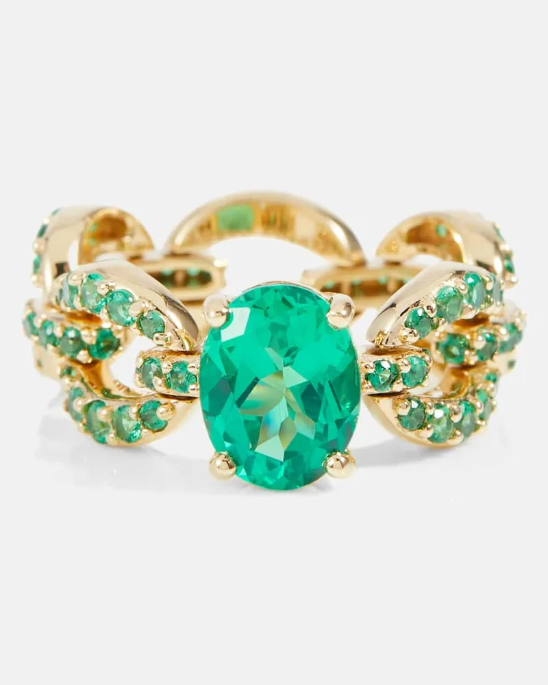 Nadine Aysoy Ring Catena Petite aus 18kt Gelbgold mit Smaragden Grün