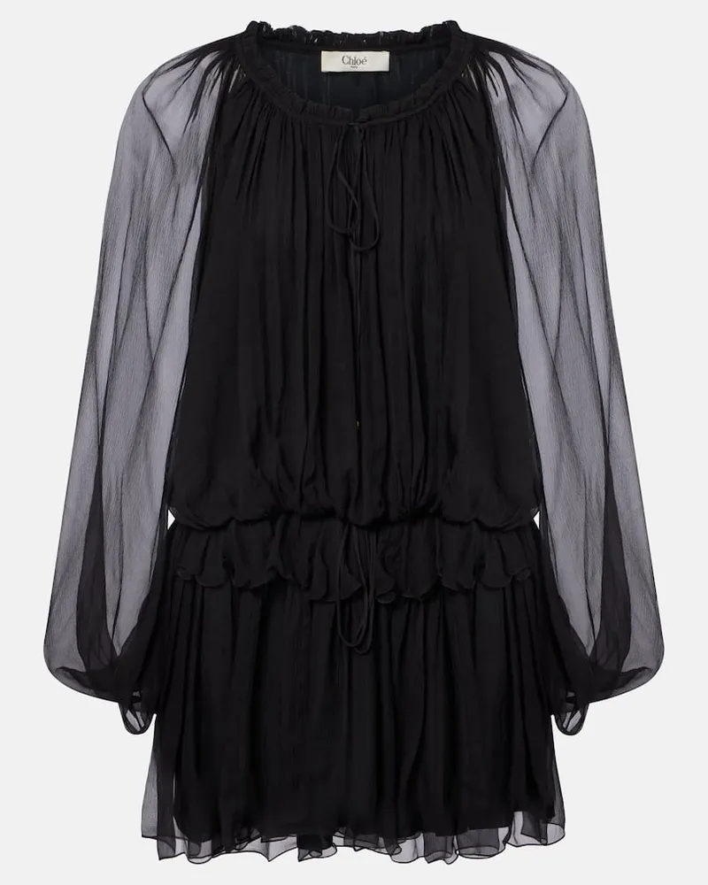 Chloé Chloé Minikleid aus Seide Schwarz