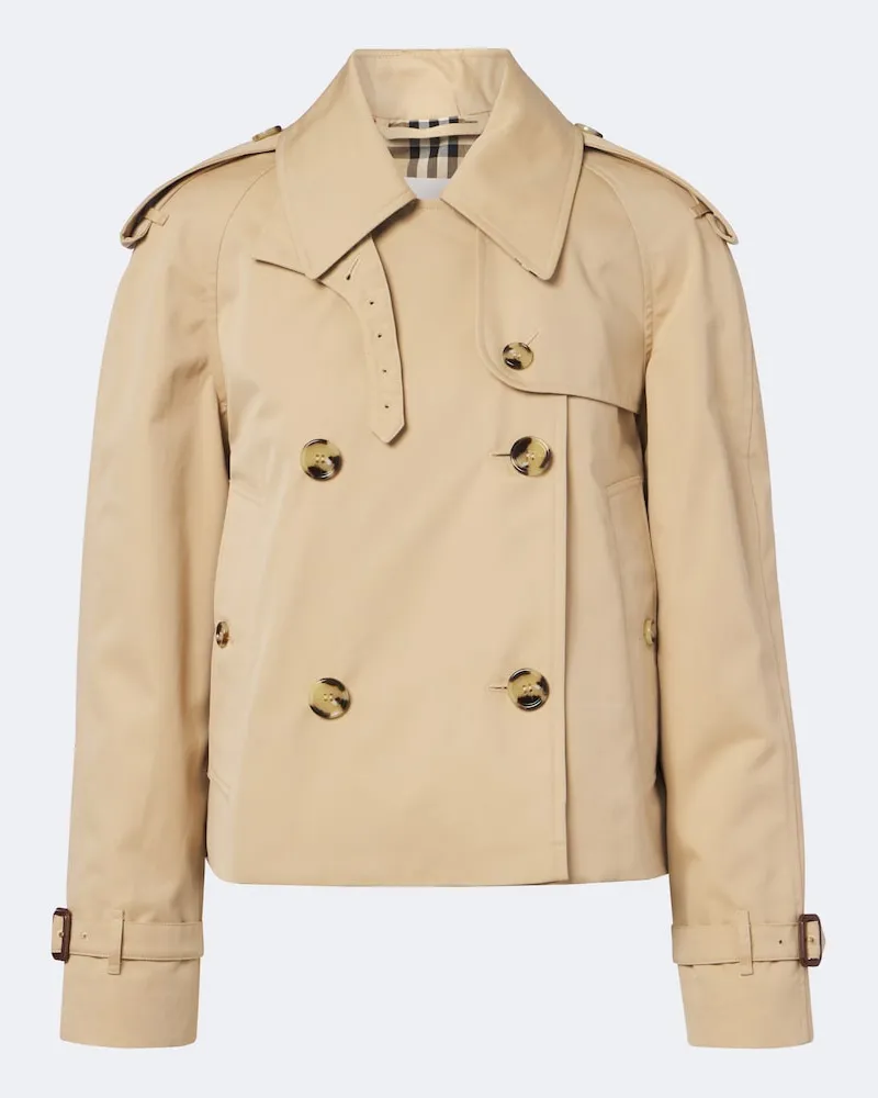 Burberry Zweireihige Jacke aus Baumwollgabardine Beige