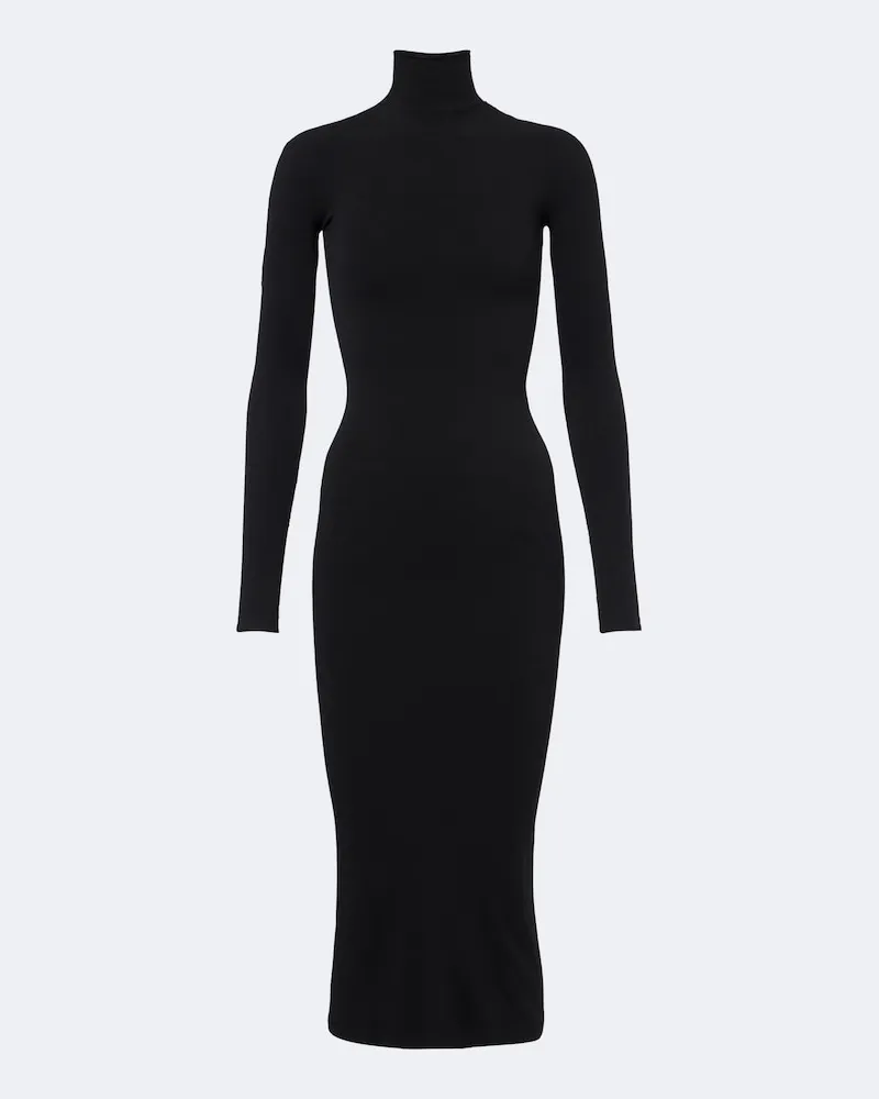 Gucci Rollkragen-Midikleid aus Jersey Schwarz
