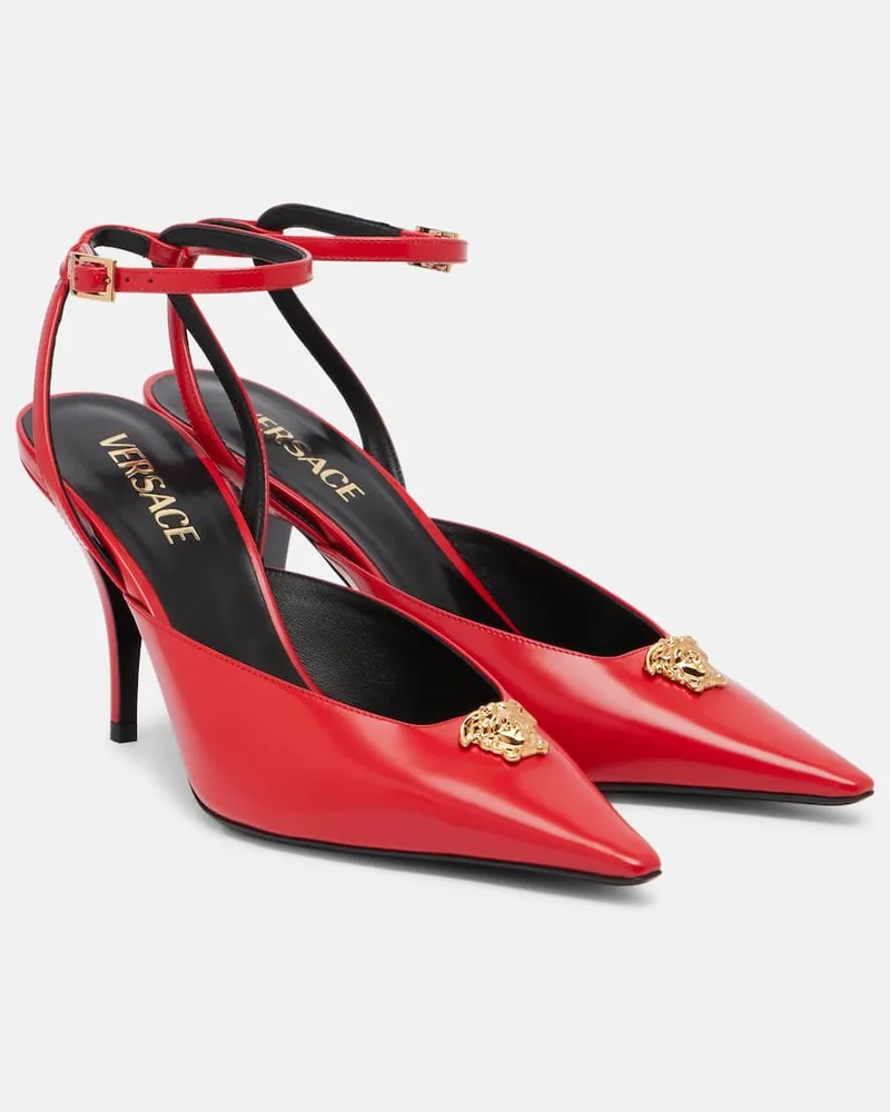 Versace Slingback-Pumps La Medusa 85 aus Lackleder Rot