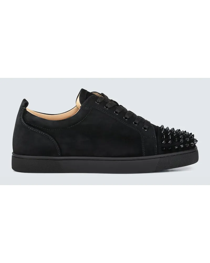 Christian Louboutin Sneakers Louis Junior Spikes aus Veloursleder Schwarz