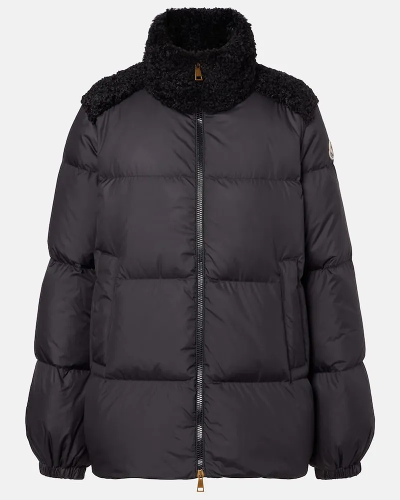 Moncler Daunenjacke Esnaie mit Teddyfleece Schwarz