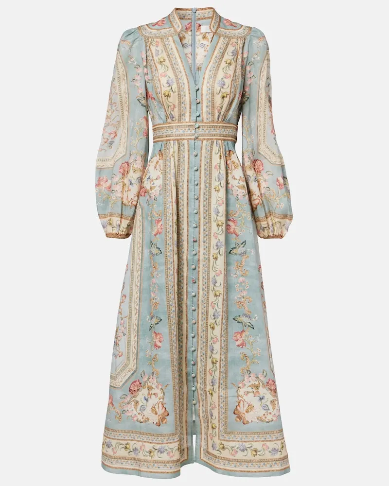 Zimmermann Maxikleid Roselight aus Leinen Multicolor